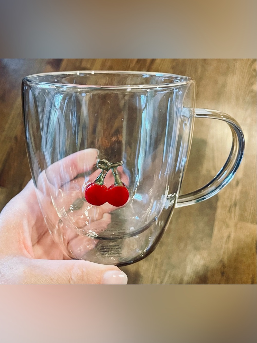 Anthropologie Cherry Glass Icon Mug